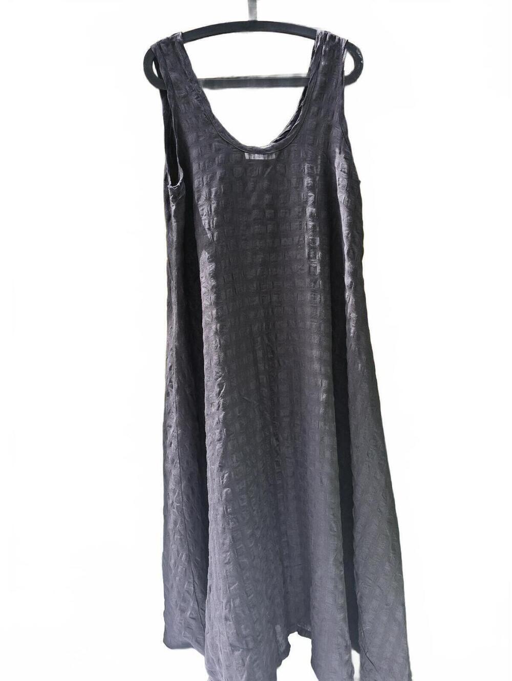 Allison Wonderland Long Black Linen Viscose Maxi Dress Size 12 Black Sleeveless
